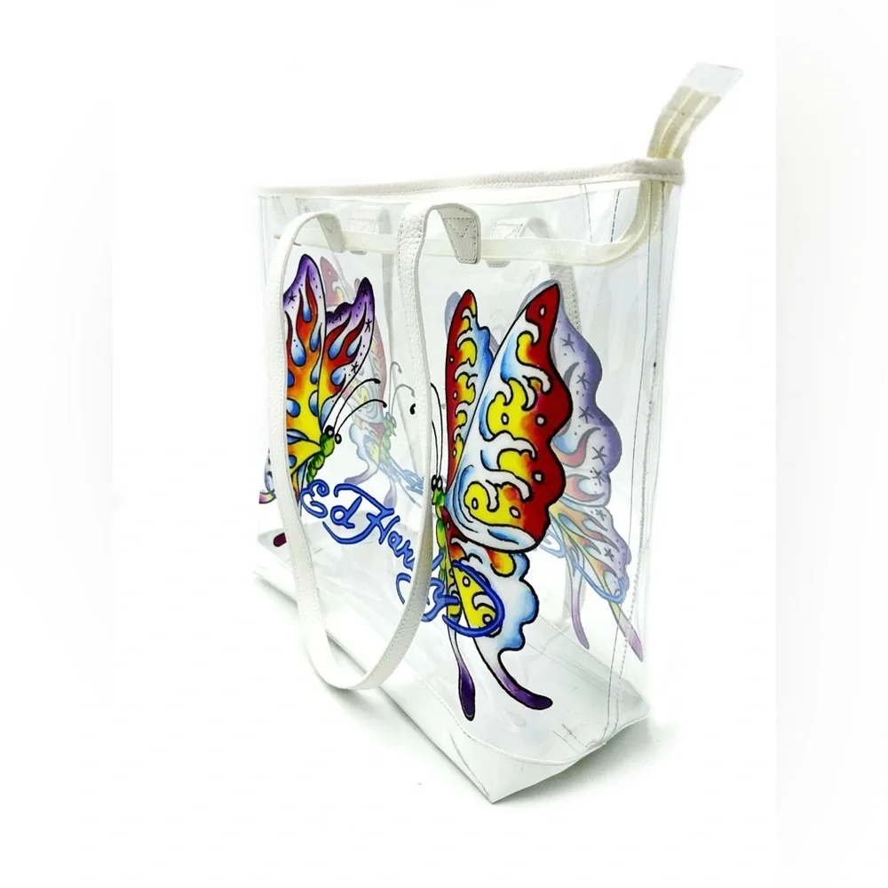 Ed Hardy White Butterfly Tote Bag